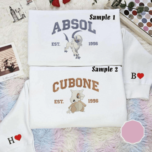 Absol And Cubone Est 1996 Pokemon Anime Embroidered Couples Shirts