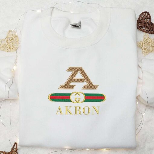 Akron Zips x Gucci Embroidered Shirt NCAA Sports Embroidered Hoodie Best Gift Idea