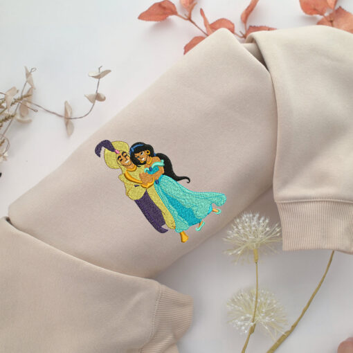 Aladdin & Jasmine Embroidery, Disneyland Embroidered Sweatshirt, Movie Disney Inspired, Best Gifts Idea For Him Her