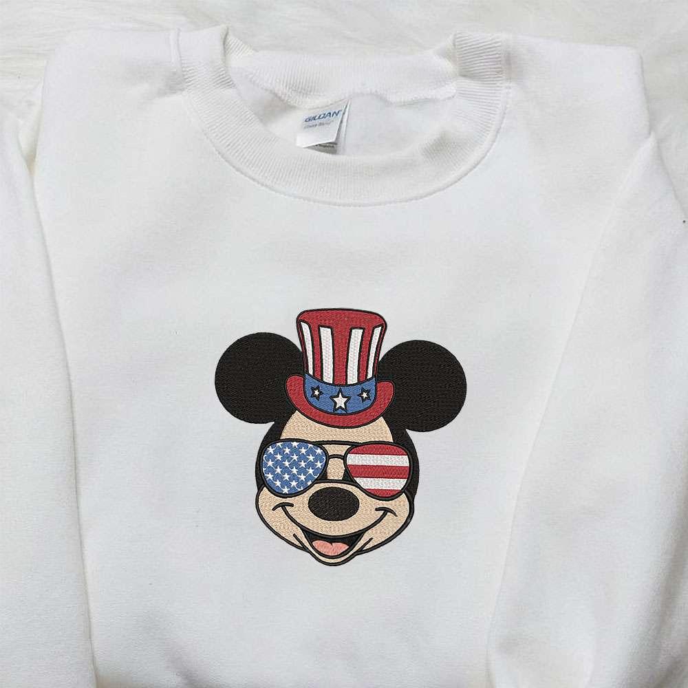 America Mickey Embroidered Shirt Disney Embroidered Shirt Best Patriotic Shirts