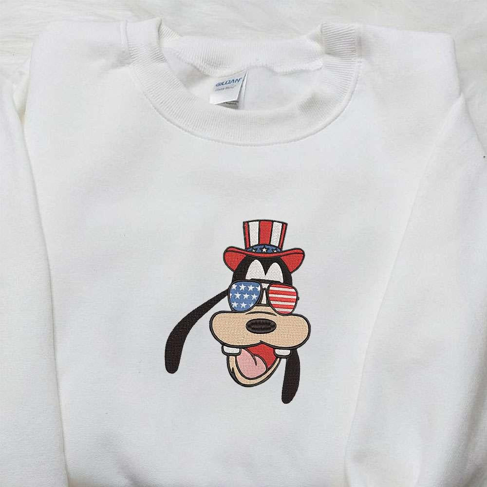 American Goofy 4th of July Embroidered Shirt Disney Embroidered Shirt Best Patriotic Shirts