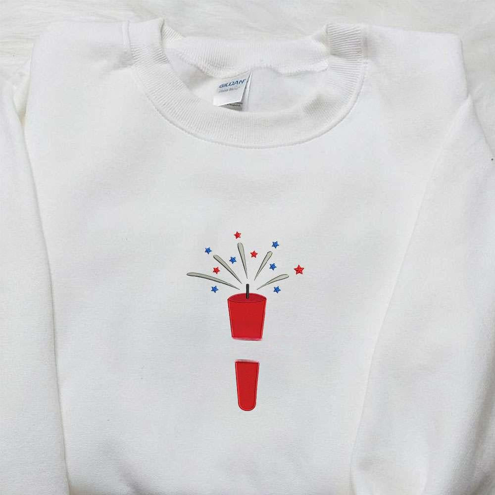 American Red Firecracker Embroidered Shirt National Day Gifts Best Patriotic Shirts