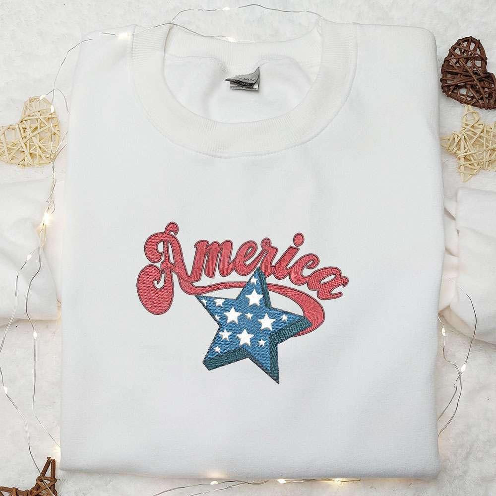 American Star Embroidered Shirt Best Patriotic Shirts National Day Gifts