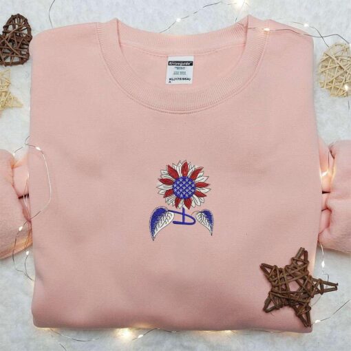 American Sunflower Embroidered Shirt National Day Gifts Best Patriotic Shirts
