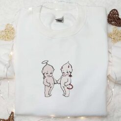 Angel and Devil Embroidered Sweatshirt Halloween Embroidered Hoodie Best Halloween Gifts