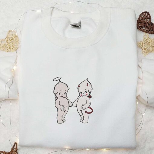 Angel and Devil Embroidered Sweatshirt Halloween Embroidered Hoodie Best Halloween Gifts