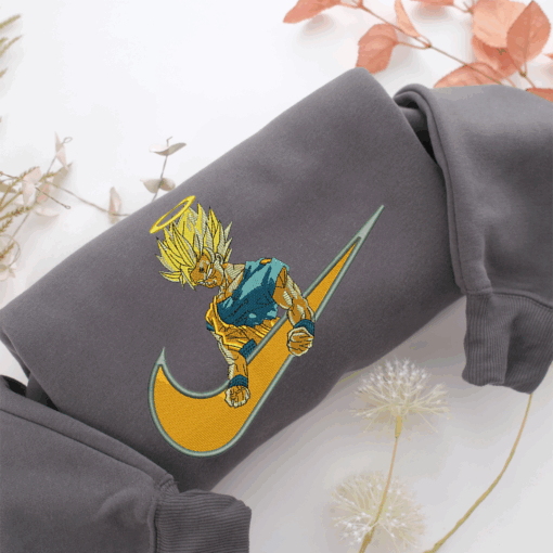 Angel Goku Swoosh Nike Embroidered Sweatshirt, Nike Movie Inspired, Best Gifts Idea For Him Her - Image 5