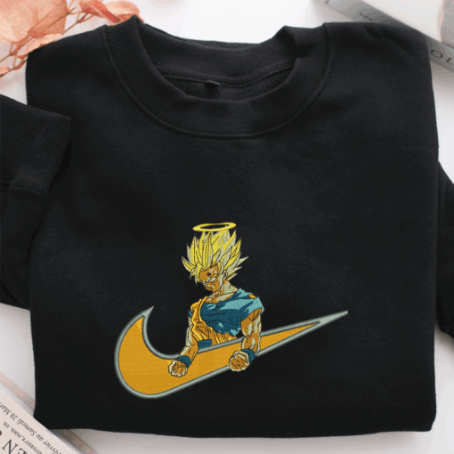 Angel Goku Swoosh Nike Embroidered Sweatshirt, Nike Movie Inspired, Best Gifts Idea For Him Her - Image 3