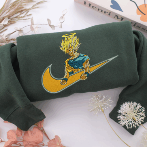 Angel Goku Swoosh Nike Embroidered Sweatshirt, Nike Movie Inspired, Best Gifts Idea For Him Her - Image 4