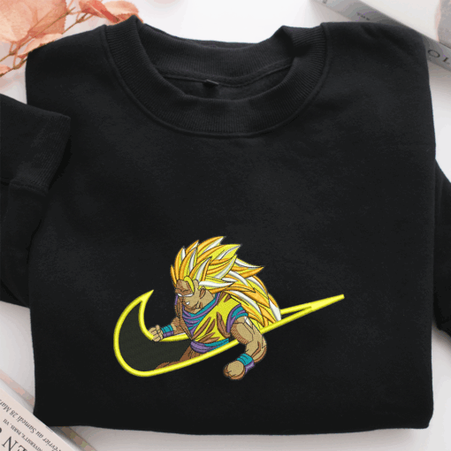 Angry Goku Swoosh Nike Embroidered Sweatshirt, Nike Movie Inspired, Best Gifts Idea For Him Her - Image 3