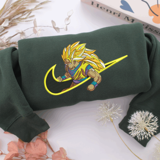 Angry Goku Swoosh Nike Embroidered Sweatshirt, Nike Movie Inspired, Best Gifts Idea For Him Her - Image 4