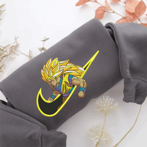 Angry Goku Swoosh Nike Embroidered Sweatshirt, Nike Movie Inspired, Best Gifts Idea For Him Her - Image 5