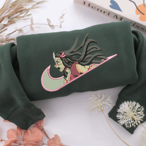 Angry Nezuko Kamado Nike Embroidered Sweatshirt, Nike Movie Inspired, Best Gifts Idea For Him Her - Image 4