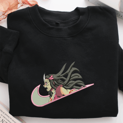 Angry Nezuko Kamado Nike Embroidered Sweatshirt, Nike Movie Inspired, Best Gifts Idea For Him Her - Image 3