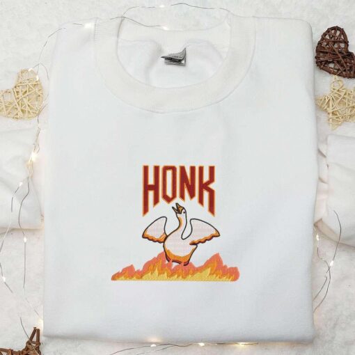 Angry Silly Goose Honk Embroidered Shirt Animal Embroidered Shirt Funny Embroidered Shirt