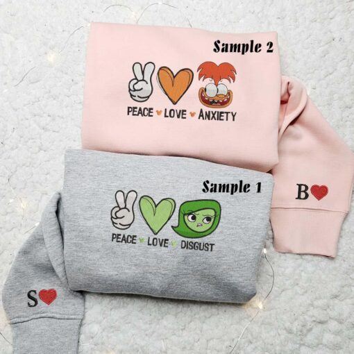 Anxiety And Disgust Inside Out Embroidered Couples Shirts Best Gift For Lover