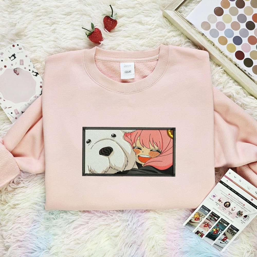 Anya And Bond Spy X Family Anime Embroidered Shirt , Anime Embroidered T-shirt Sweatshirt Hoodie, Inspired Anime Movie, Best Gift for Anime Fans