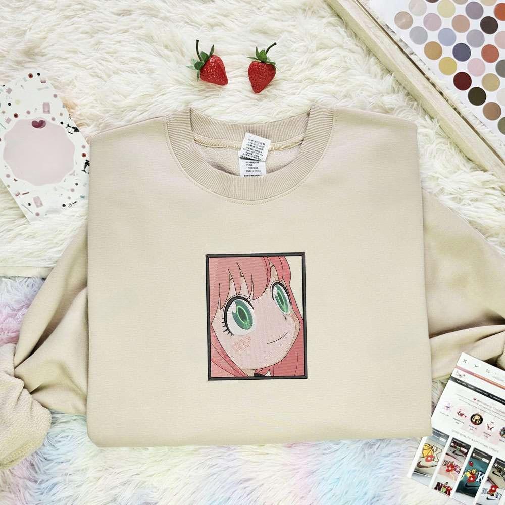 Anya Spy X Family Anime Embroidered Shirt , Anime Embroidered T-shirt Sweatshirt Hoodie, Inspired Anime Movie, Best Gift for Anime Fans