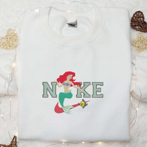 Ariel And Flounder x Nike Embroidered Shirt Disney Princess Embroidered Hoodie Best Gifts For Family