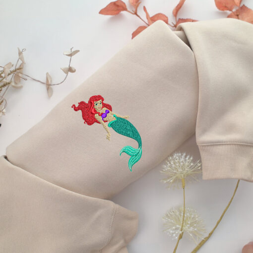 Ariel v4 Embroidery, Disneyland Embroidered Sweatshirt, Movie Disney Inspired, Best Gifts Idea For Him Her