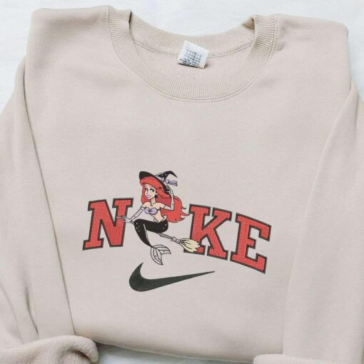 Ariel Witch x Nike Embroidered Sweatshirt Walt Disney Characters Embroidered Shirt Best Halloween Gift Ideas
