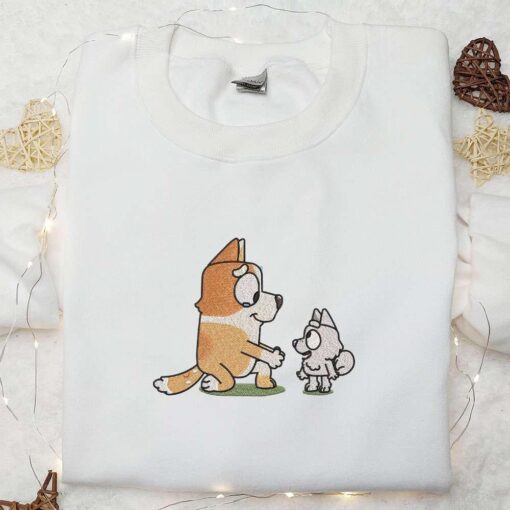 Aunty Brandy And Pom Pom Embroidered Shirt Bluey Cartoon Embroidered Hoodie Best Family Gift Idea