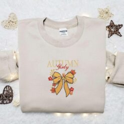 Autumn Girly Coquette Bow Embroidered Shirt Best Gifts For Family