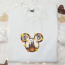 Autumn Leaf Fall Mickey Embroidered Shirt Halloween Embroidered Sweatshirt Disney Embroidered Hoodie