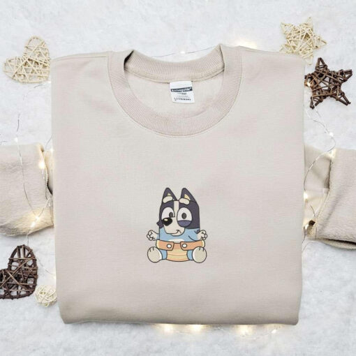 Baby Bluey Embroidered Shirt Cartoon Embroidered Hoodie Best Gift Idea