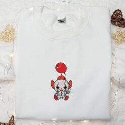 Baby Clown IT Baloon Embroidered Sweatshirt Scary Movie Embroidered Hoodie Best Halloween Gifts Ideas
