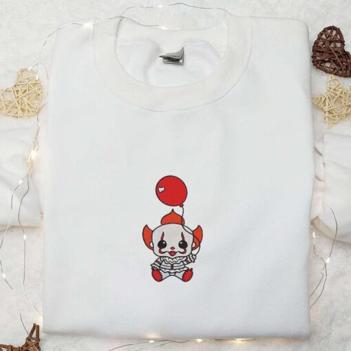 Baby Clown IT Baloon Embroidered Sweatshirt Scary Movie Embroidered Hoodie Best Halloween Gifts Ideas