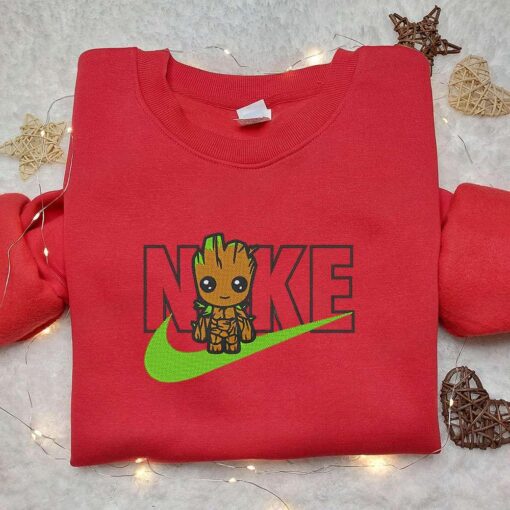 Baby Groot x Nike Movie Embroidered Tshirt Guardians of the Galaxy Embroidered Shirt Nike Inspired Embroide