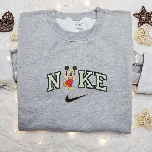 Baby Mickey x Nike Cartoon Embroidered Tshirt Disney Embroidered Shirt Nike Inspired Embroidered Shirt
