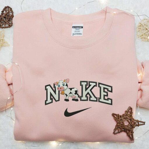 Baby Milk Cow x Nike Embroidered Shirt Animal Embroidered Hoodie Nike Inspired Embroidered Sweatshirt