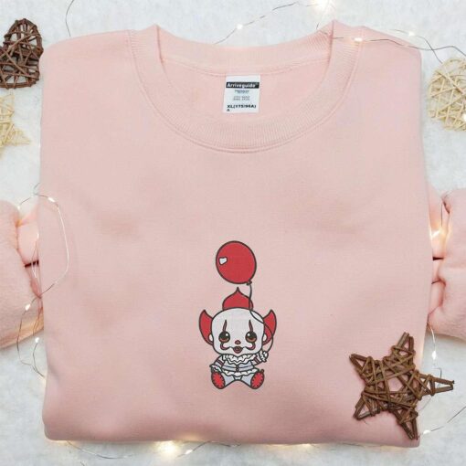Baby Pennywise Embroidered Sweatshirt Horror Movie Embroidered Hoodie Halloween Embroidered Shirt
