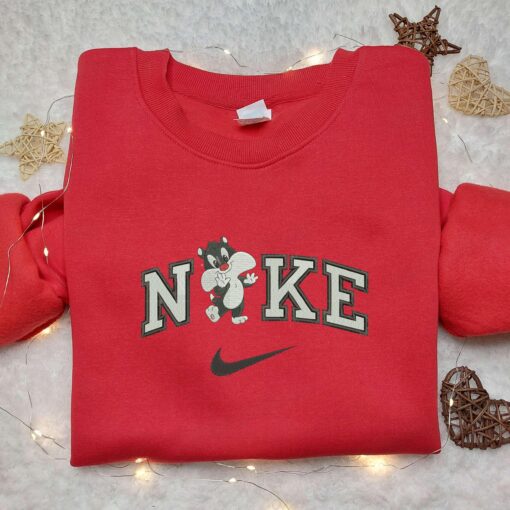 Baby Sylvester x Nike Embroidered Shirt, Custom Nike Embroidered Shirt, Cartoon Disney Looney Tunes and Merrie Melodies Embroidered Shirt