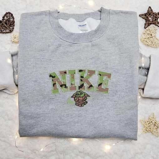 Baby Yoda Army x Nike Movie Embroidered Shirt Star Wars Embroidered Shirt Nike Inspired Embroidered Shirt