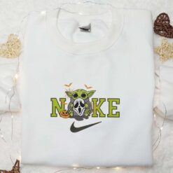 Baby Yoda Ghost x Nike Embroidered Shirt Halloween Ghost Embroidered Hoodie Nike Inspired Embroidered Sweatshirt