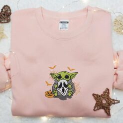 Baby Yoda Ghostface Embroidered Sweatshirt Halloween Embroidered Hoodie Best Halloween Gift Ideas