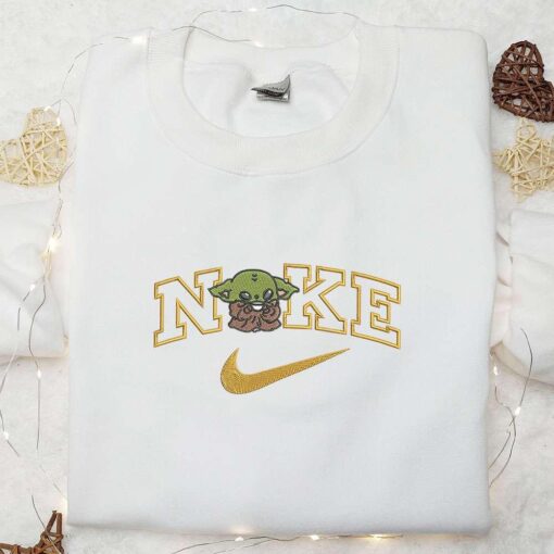 Baby Yoda Having Coffee Embroidered Shirt Best GIft For Fans