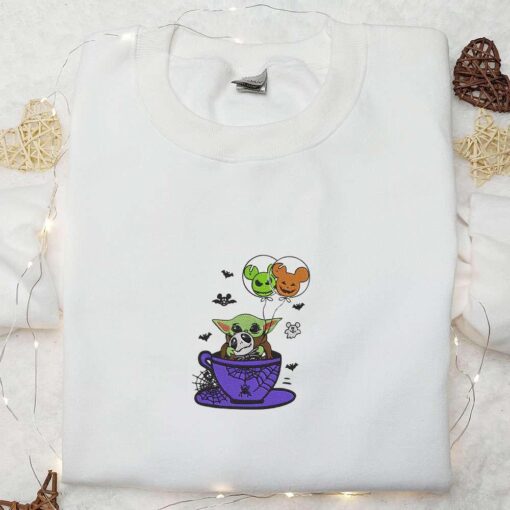 Baby Yoda Jack Skellington Balloon Embroidered Sweatshirt Halloween Embroidered Hoodie Disney Embroidered Shirt