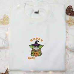 Baby Yoda Pumpkin Happy Quaroteen Embroidered Sweatshirt Halloween Embroidered Hoodie Best Gifts for Family