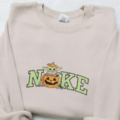 Baby Yoda Pumpkin x Nike Embroidered Sweatshirt Halloween Embroidered Shirt Best Halloween Gift Ideas