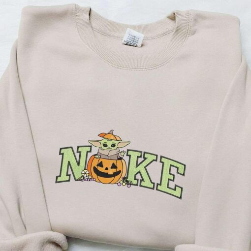 Baby Yoda Pumpkin x Nike Embroidered Sweatshirt Halloween Embroidered Shirt Best Halloween Gift Ideas
