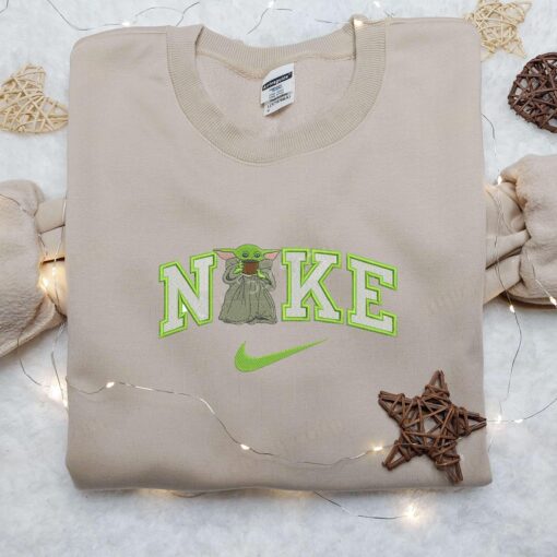 Baby Yoda Women x Nike Embroidered Shirt Nike Embroidered Shirt Cartoon Star War Embroidered Shirt