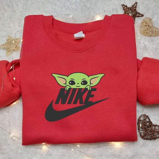 Baby Yoda x Nike Moive Embroidered Sweatshirt Nike Inspired Embroidered Shirt Best Gift for Family