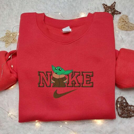 Baby Yoda x Nike Movie Embroidered Shirt Nike Inspired Embroidered Shirt Best Gift for Family