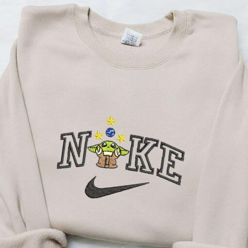 Baby Yoda x Nike Movie Embroidered Sweatshirt Custom Embroidered T shirt Best Birthday Gift Ideas