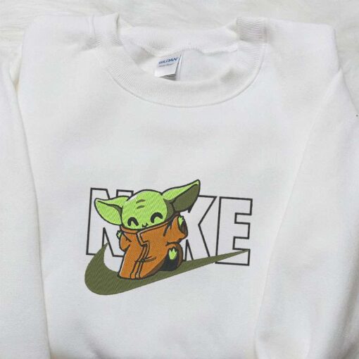 Baby Yoda x Nike Movie Embroidered Tshirt Star Wars Embroidered Shirt Inspired Nike Embroidered Shirt