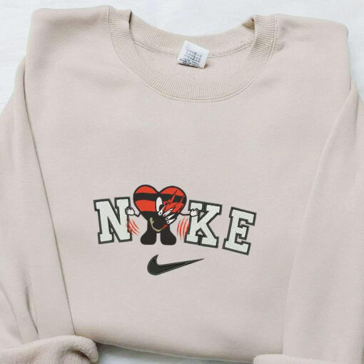 Bad Bunny Freddy Krueger x Nike Embroidered Sweatshirt Movie Halloween Embroidered Shirt Best Halloween Gift Ideas